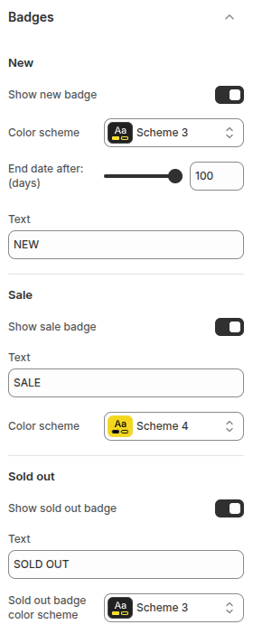 Theme shopify Classique - Product label