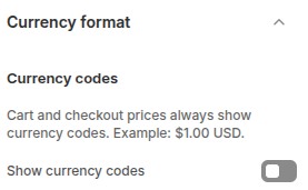 Shopify - Currency format