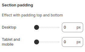 Section padding settings